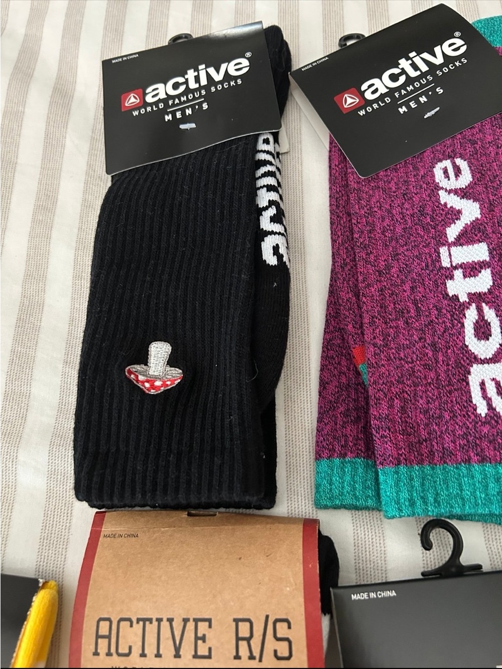 Active USA Maroon and White Logo Crew Socks - Picture 4 of 8